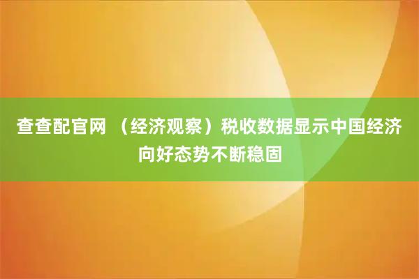 查查配官网 （经济观察）税收数据显示中国经济向好态势不断稳固