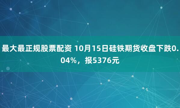 最大最正规股票配资 10月15日硅铁期货收盘下跌0.04%，报5376元